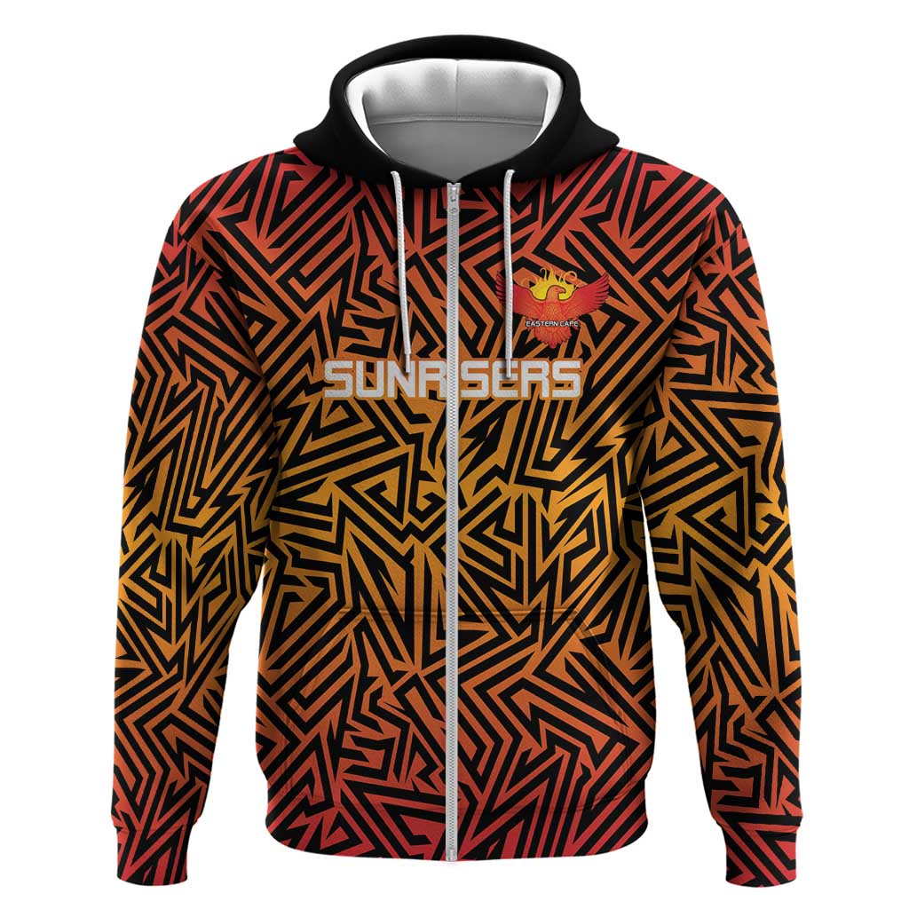 Custom Afro South Africa Cricket Zip Hoodie Eastern Cape - Go Sunrisers