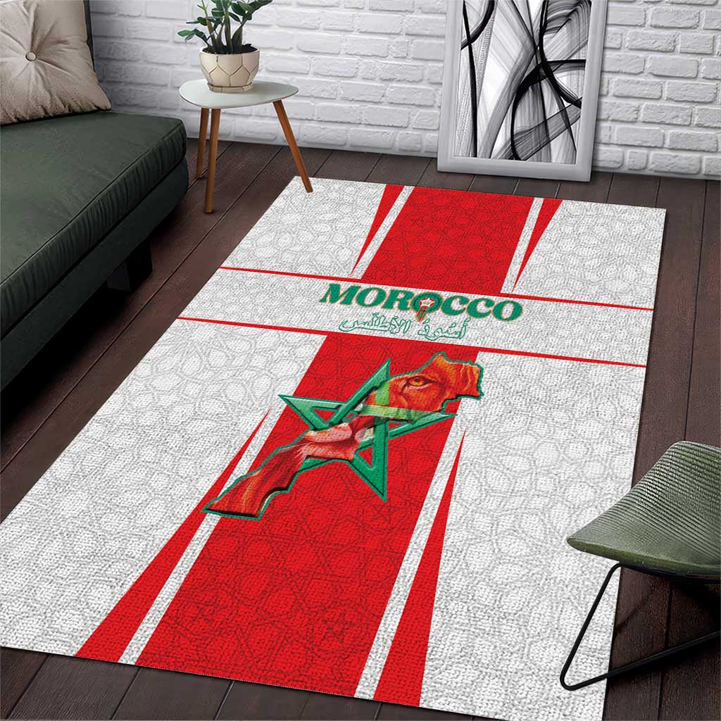 Morocco Football Area Rug Atlas Lions Champions 2025 - White - African Pride