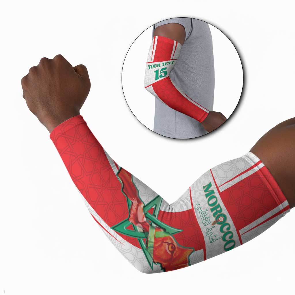 Custom Morocco Football Arm Sleeves Go Champions Atlas Lions - White