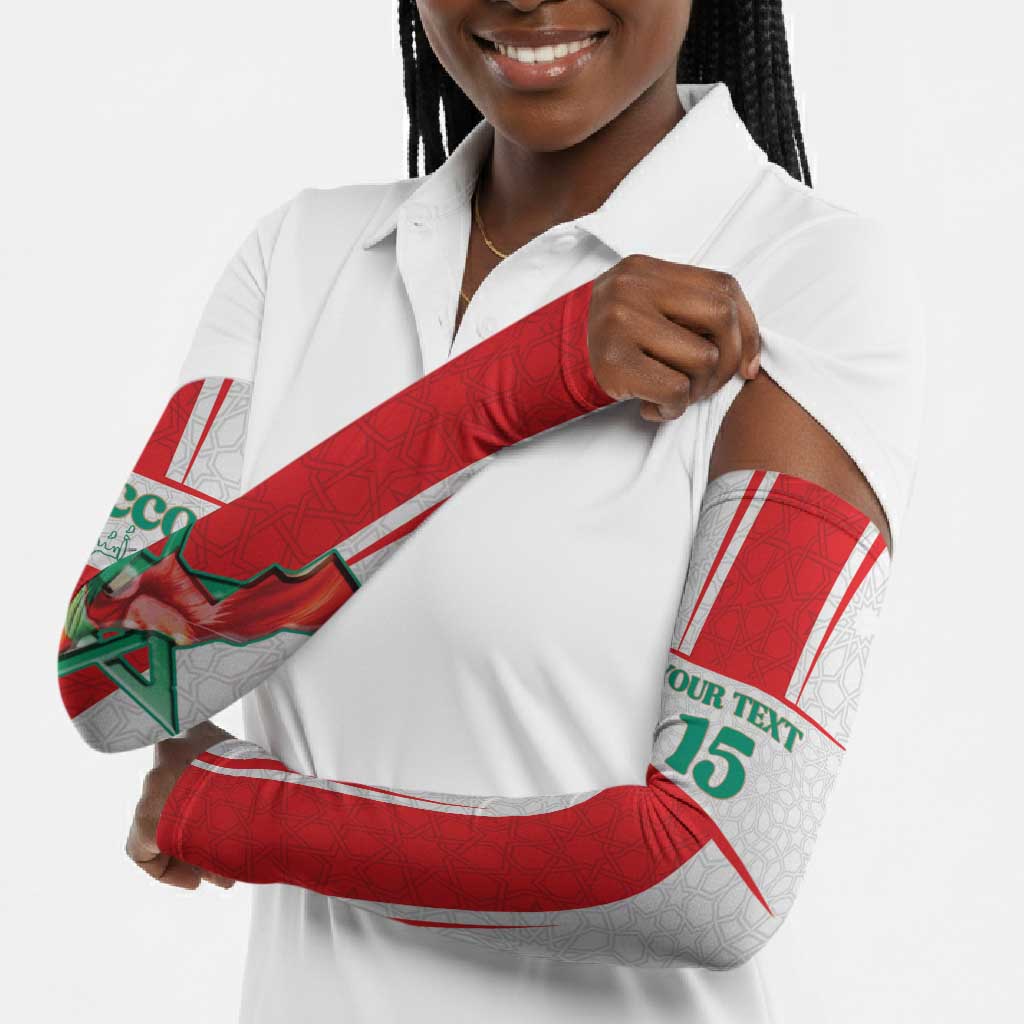 Custom Morocco Football Arm Sleeves Go Champions Atlas Lions - White