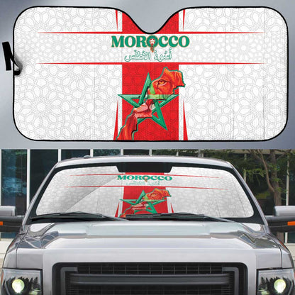 Morocco Football Auto Sun Shade Go Champions Atlas Lions - White