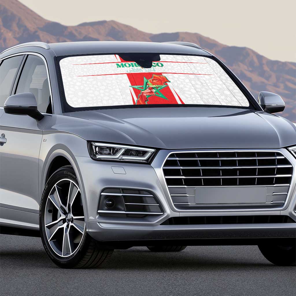 Morocco Football Auto Sun Shade Go Champions Atlas Lions - White