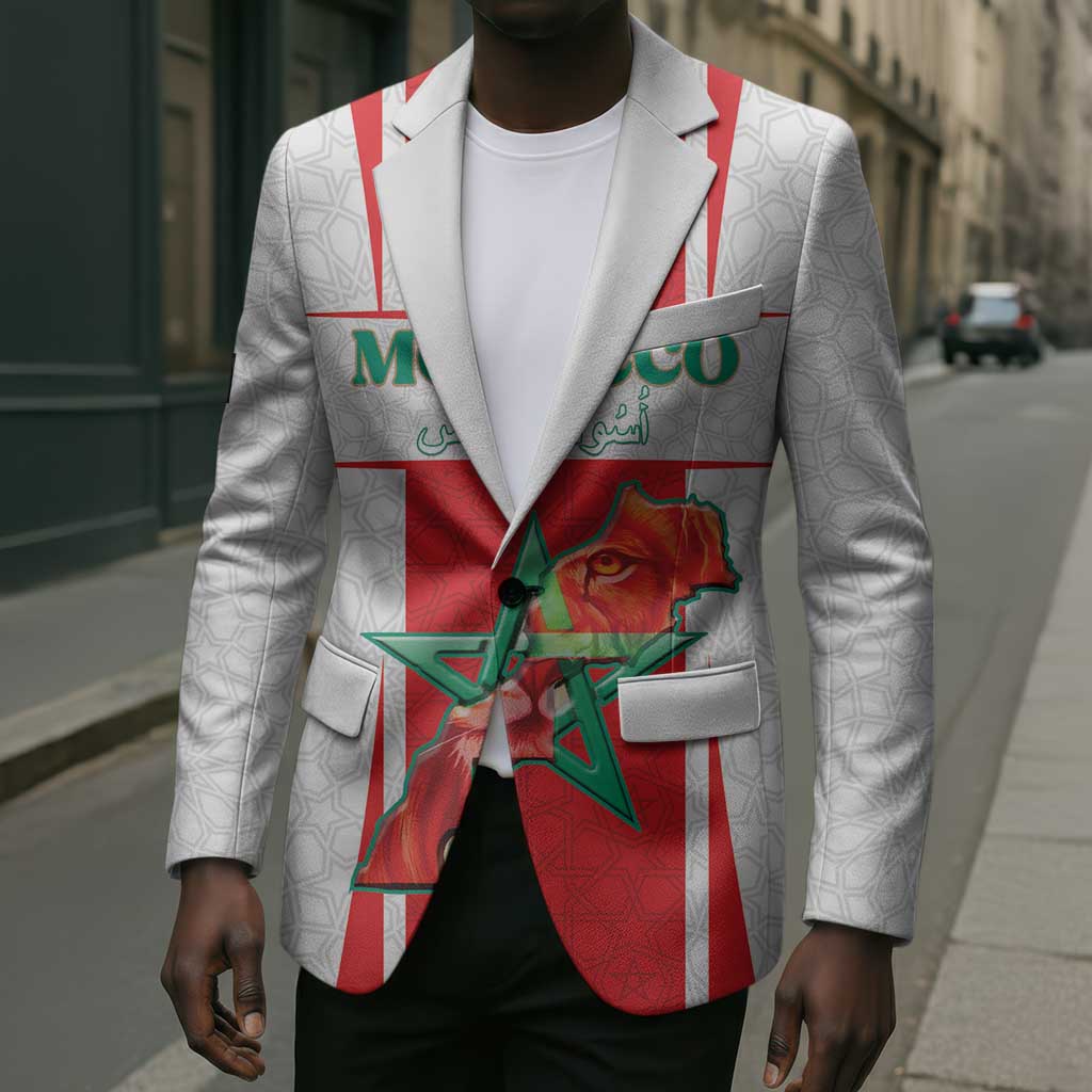 Custom Morocco Football Blazer Go Champions Atlas Lions - White