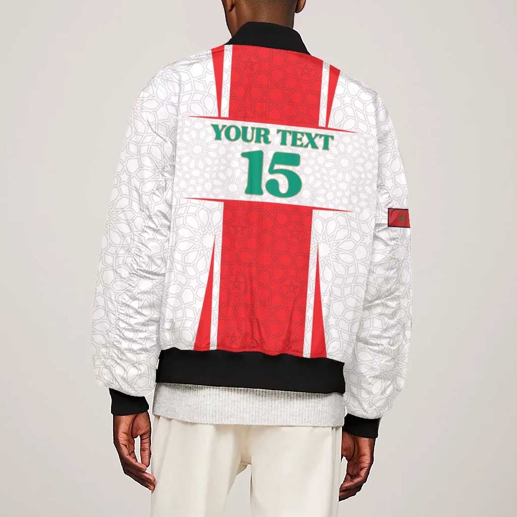 Morocco Football Custom Bomber Jacket Atlas Lions Champions 2025 - White - African Pride