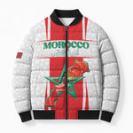 Custom Morocco Football Bomber Puffer Jacket Go Champions Atlas Lions - White