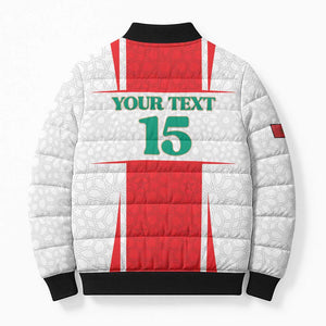 Custom Morocco Football Bomber Puffer Jacket Go Champions Atlas Lions - White