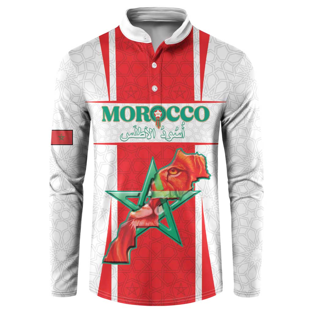 Custom Morocco Football Button Sweatshirt Go Champions Atlas Lions - White