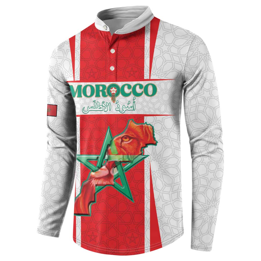Custom Morocco Football Button Sweatshirt Go Champions Atlas Lions - White