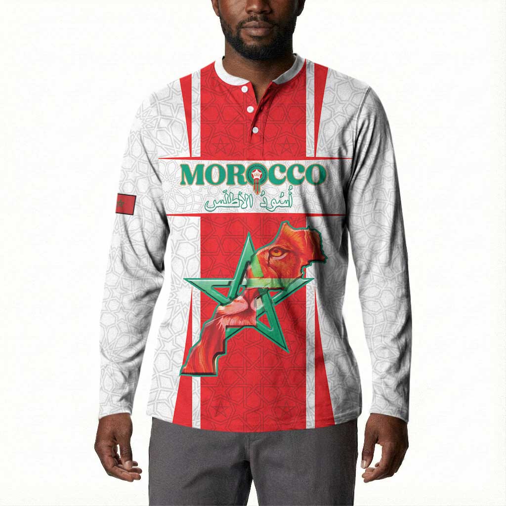 Custom Morocco Football Button Sweatshirt Go Champions Atlas Lions - White