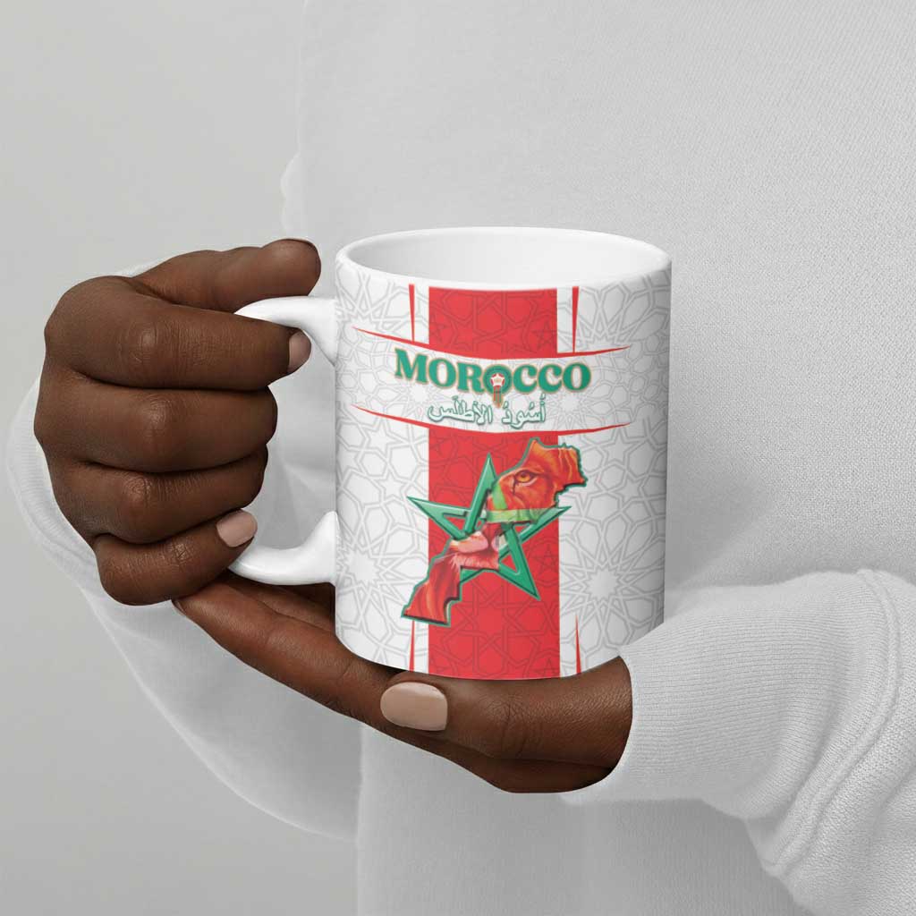 Custom Morocco Football Ceramic Mug Go Champions Atlas Lions - White