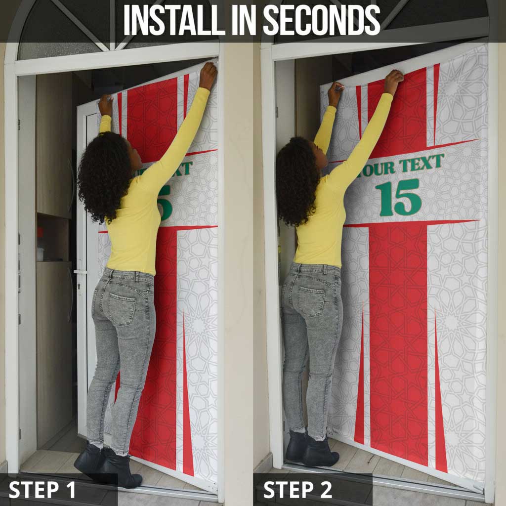 Custom Morocco Football Door Cover Go Champions Atlas Lions - White