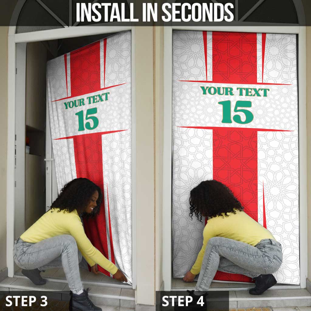 Custom Morocco Football Door Cover Go Champions Atlas Lions - White