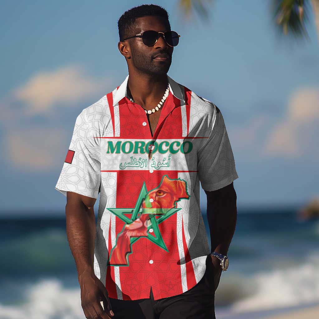 Morocco Football Custom Hawaiian Shirt Atlas Lions Champions 2025 - White LT15