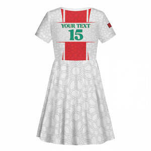 Morocco Football Custom Kid Short Sleeve Dress Atlas Lions Champions 2025 - White LT15