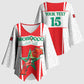 Custom Morocco Football Kimono Sleeve Blouse Go Champions Atlas Lions - White
