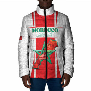 Custom Morocco Football Padded Jacket Go Champions Atlas Lions - White