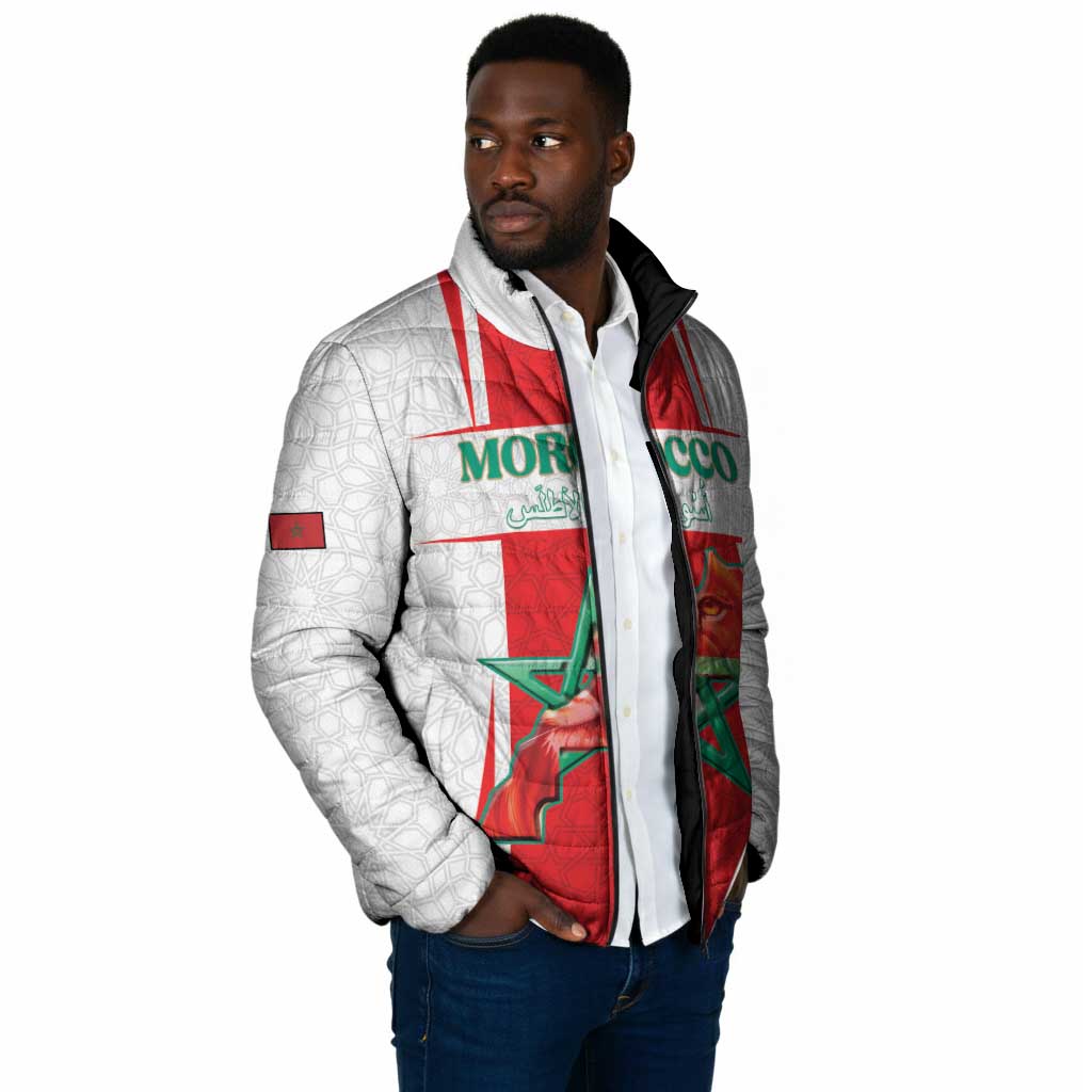 Custom Morocco Football Padded Jacket Go Champions Atlas Lions - White