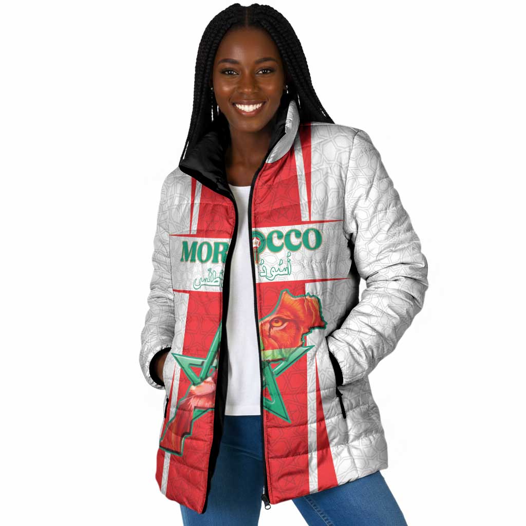 Custom Morocco Football Padded Jacket Go Champions Atlas Lions - White