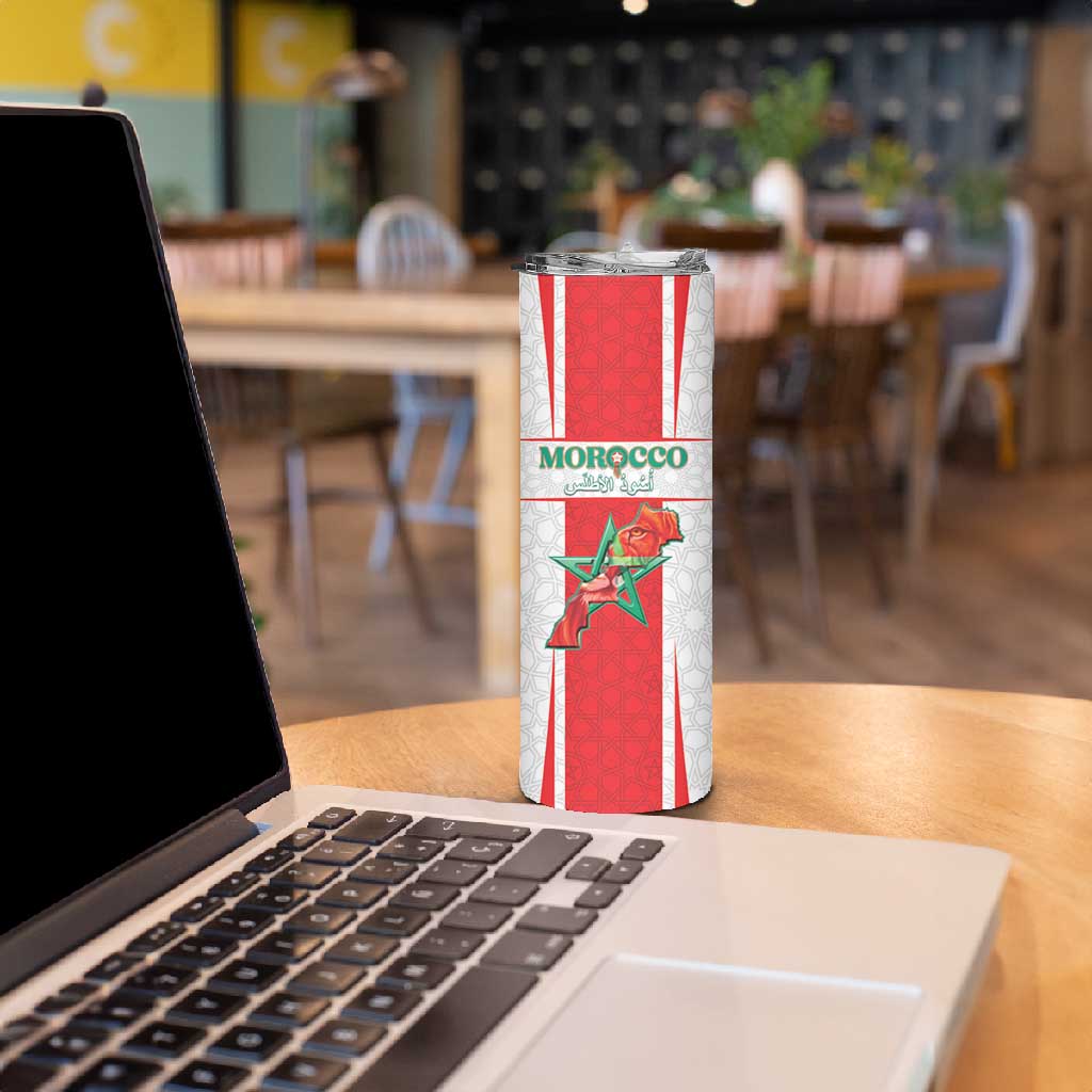 Morocco Football Custom Skinny Tumbler Atlas Lions Champions 2025 - White - African Pride