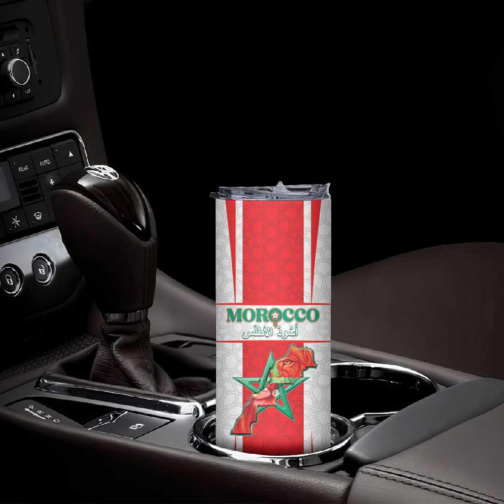 Morocco Football Custom Skinny Tumbler Atlas Lions Champions 2025 - White - African Pride