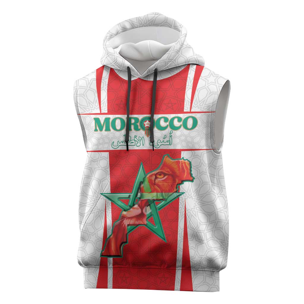 Morocco Football Custom Sleeveless Hoodie Atlas Lions Champions 2025 - White - African Pride