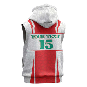 Morocco Football Custom Sleeveless Hoodie Atlas Lions Champions 2025 - White - African Pride