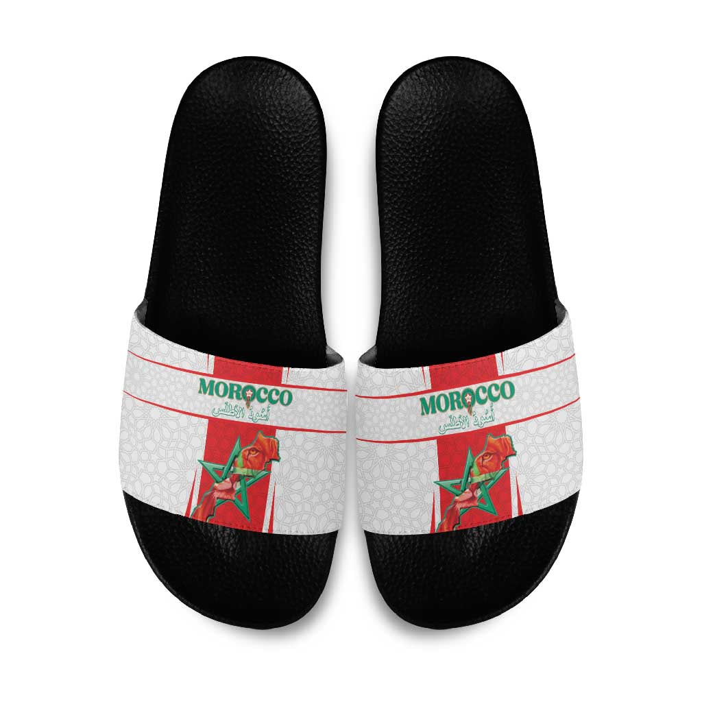 Morocco Football Slide Sandals Go Champions Atlas Lions - White