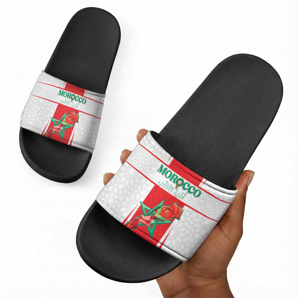 Morocco Football Slide Sandals Go Champions Atlas Lions - White