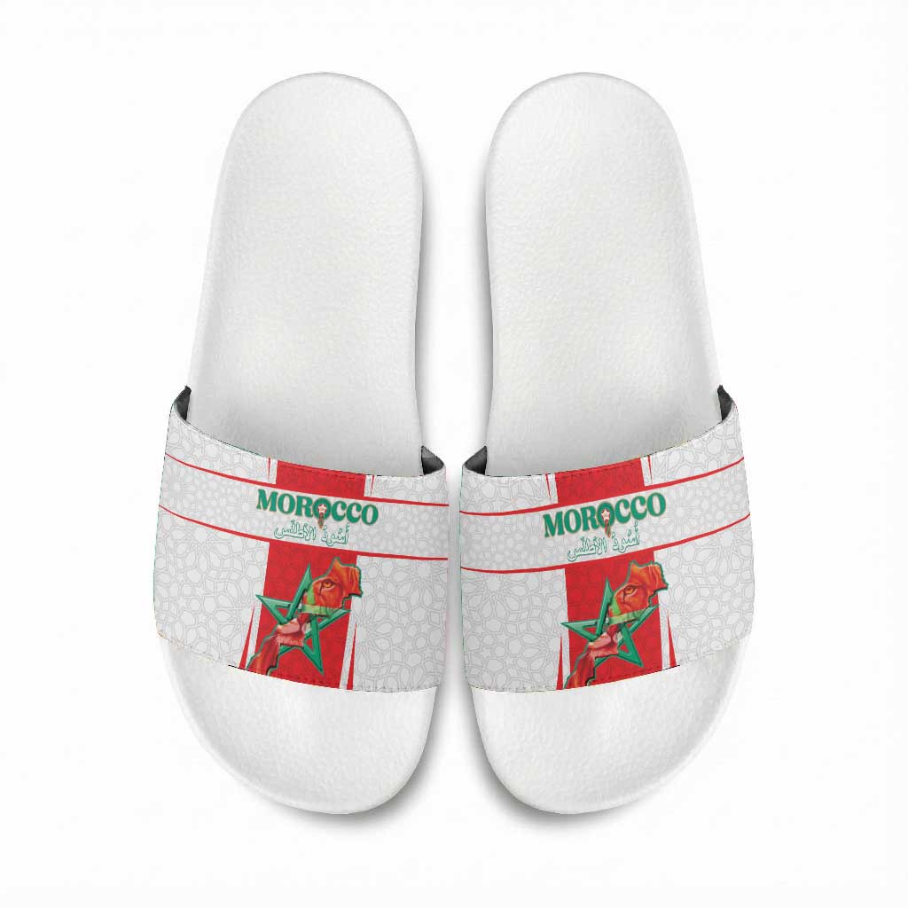 Morocco Football Slide Sandals Go Champions Atlas Lions - White
