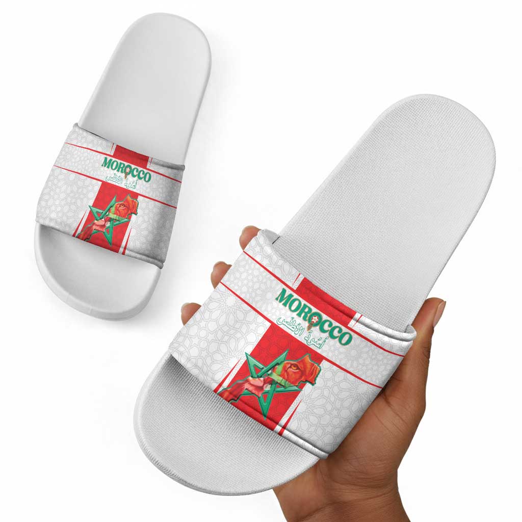 Morocco Football Slide Sandals Go Champions Atlas Lions - White