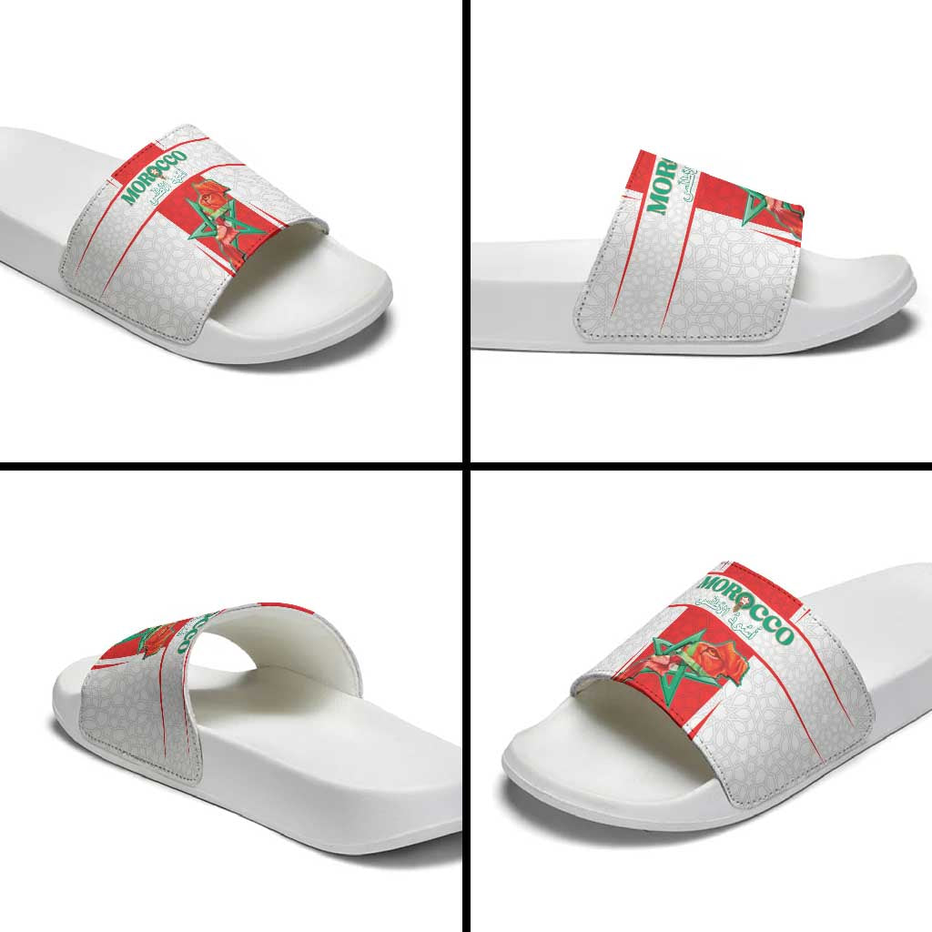Morocco Football Slide Sandals Go Champions Atlas Lions - White