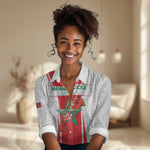 Morocco Football Custom Women Casual Shirt Atlas Lions Champions 2025 - White - African Pride