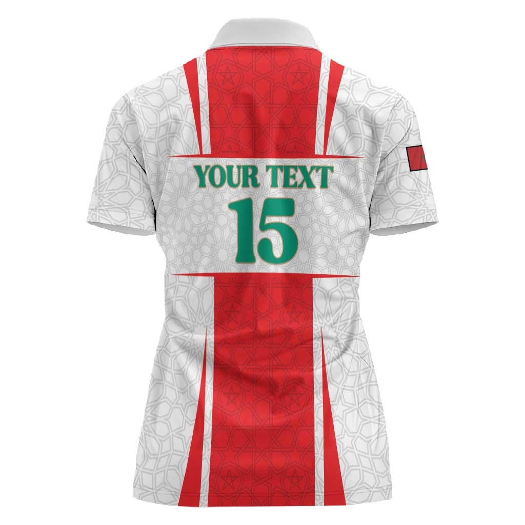 Morocco Football Custom Women Polo Shirt Atlas Lions Champions 2025 - White LT15