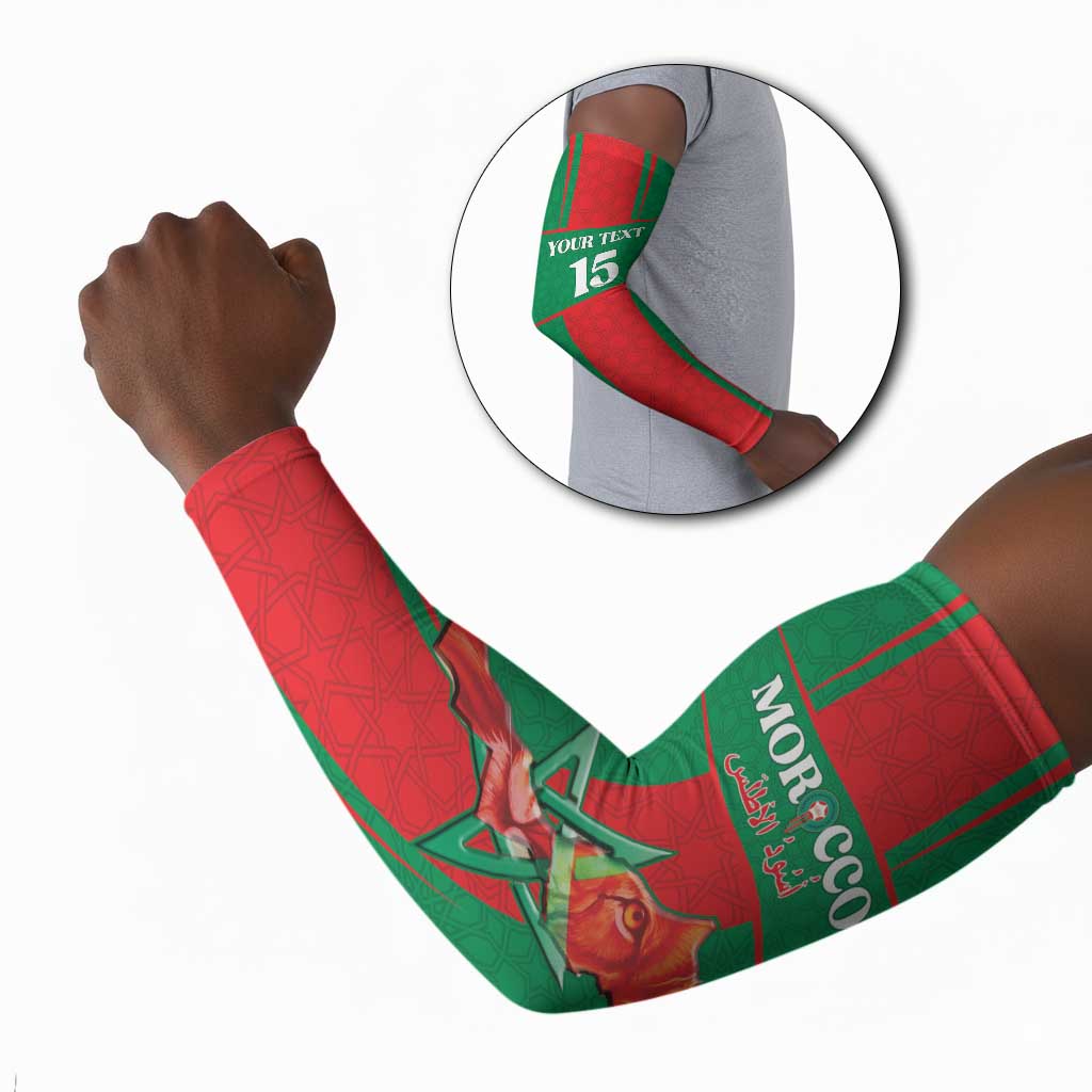 Custom Morocco Football Arm Sleeves Go Champions Atlas Lions - Red