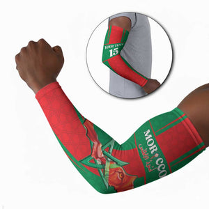 Custom Morocco Football Arm Sleeves Go Champions Atlas Lions - Red