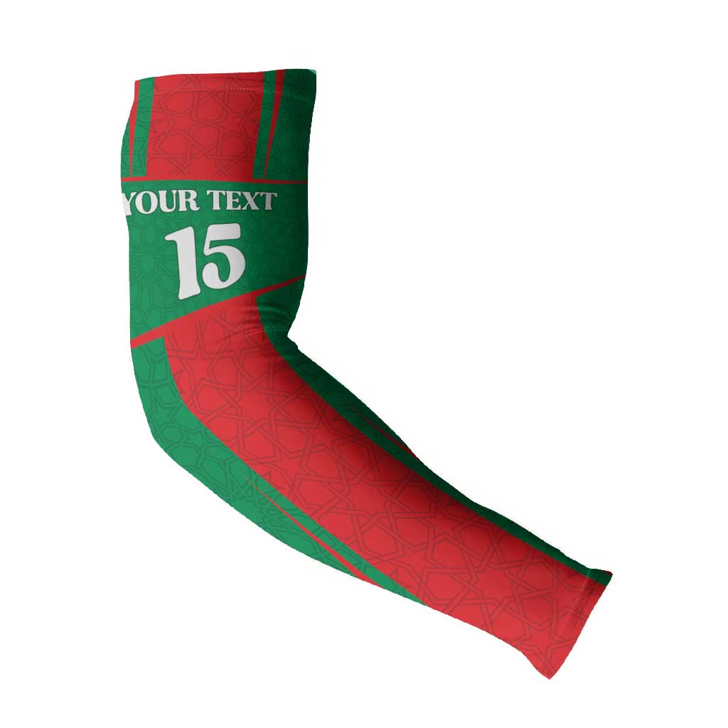 Custom Morocco Football Arm Sleeves Go Champions Atlas Lions - Red