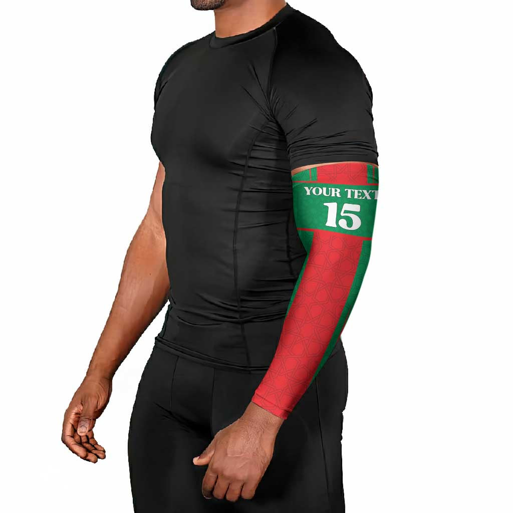 Custom Morocco Football Arm Sleeves Go Champions Atlas Lions - Red