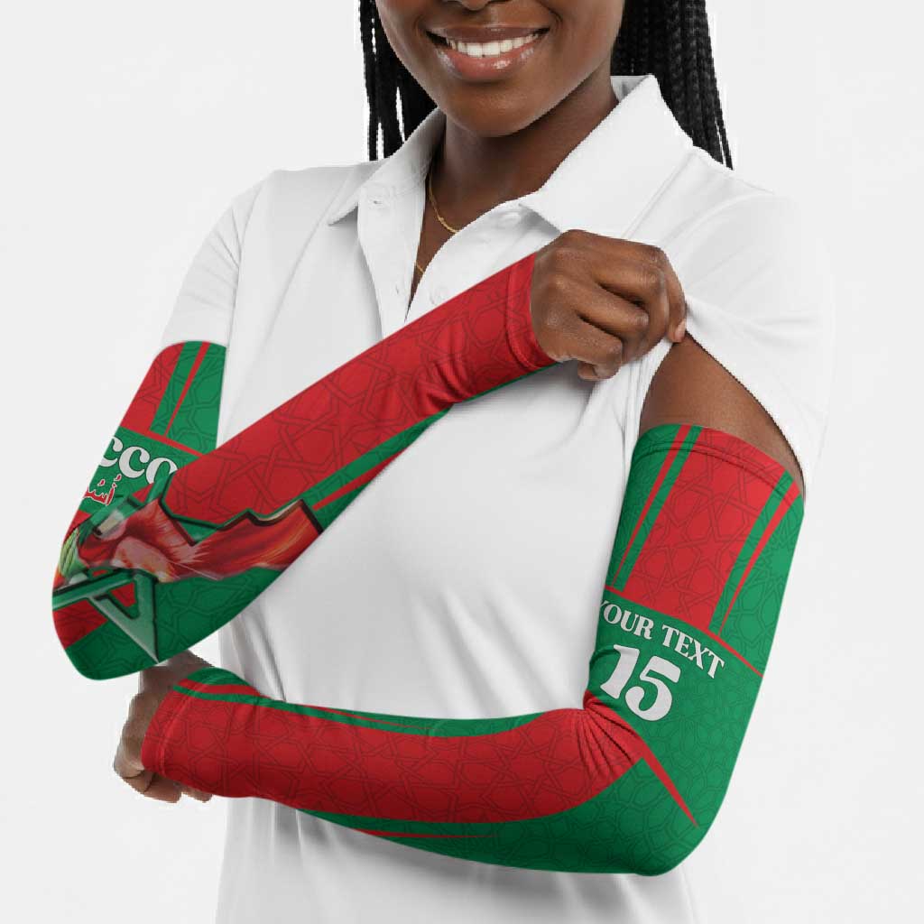 Custom Morocco Football Arm Sleeves Go Champions Atlas Lions - Red