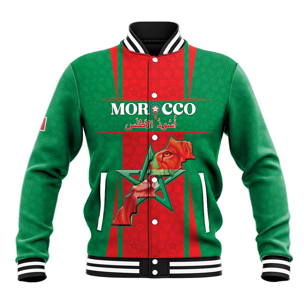Morocco Football Custom Baseball Jacket Atlas Lions Champions 2025 - Red - African Pride