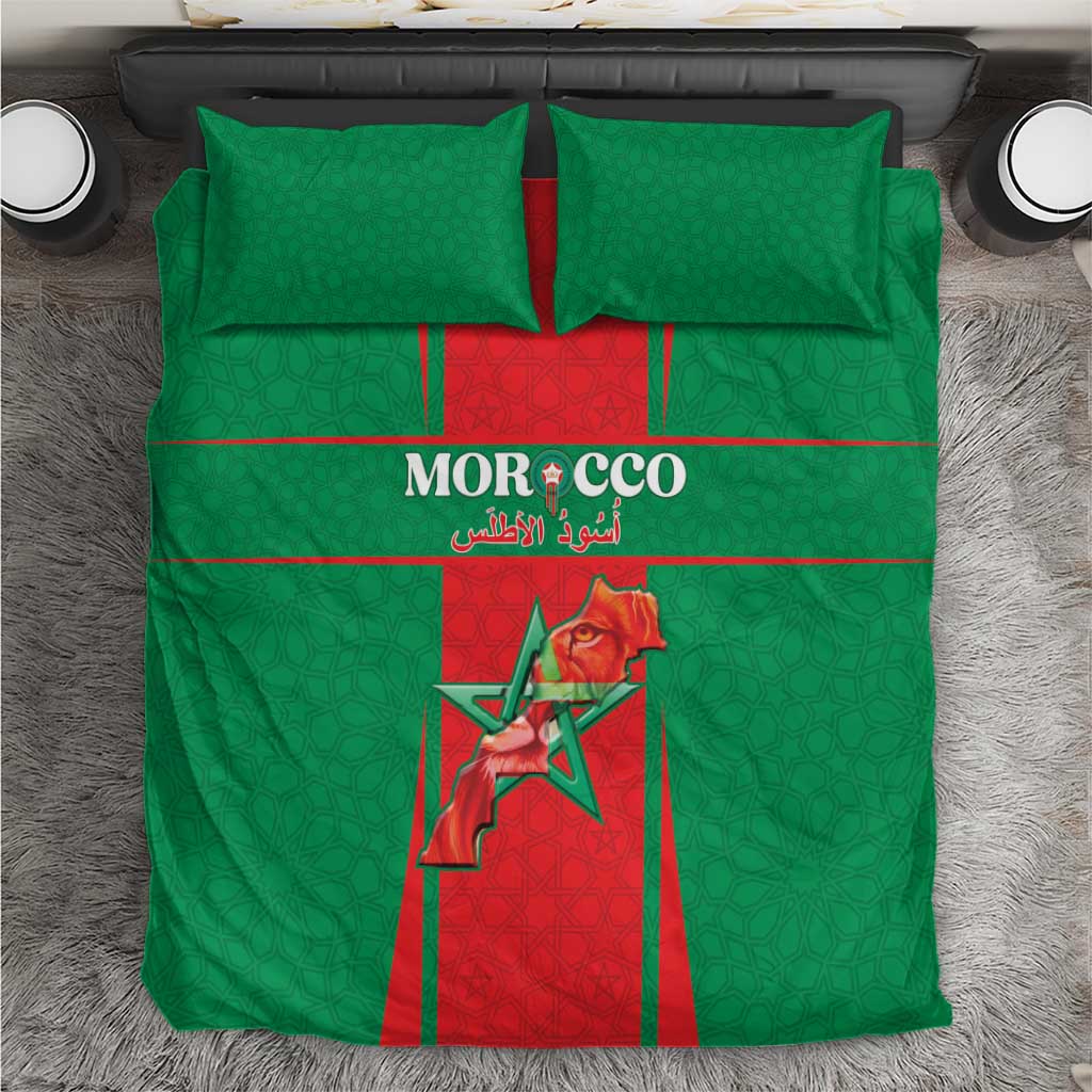 Morocco Football Bedding Set Atlas Lions Champions 2025 - Red - African Pride