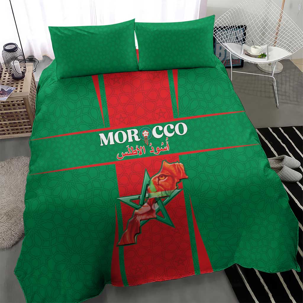 Morocco Football Bedding Set Atlas Lions Champions 2025 - Red - African Pride