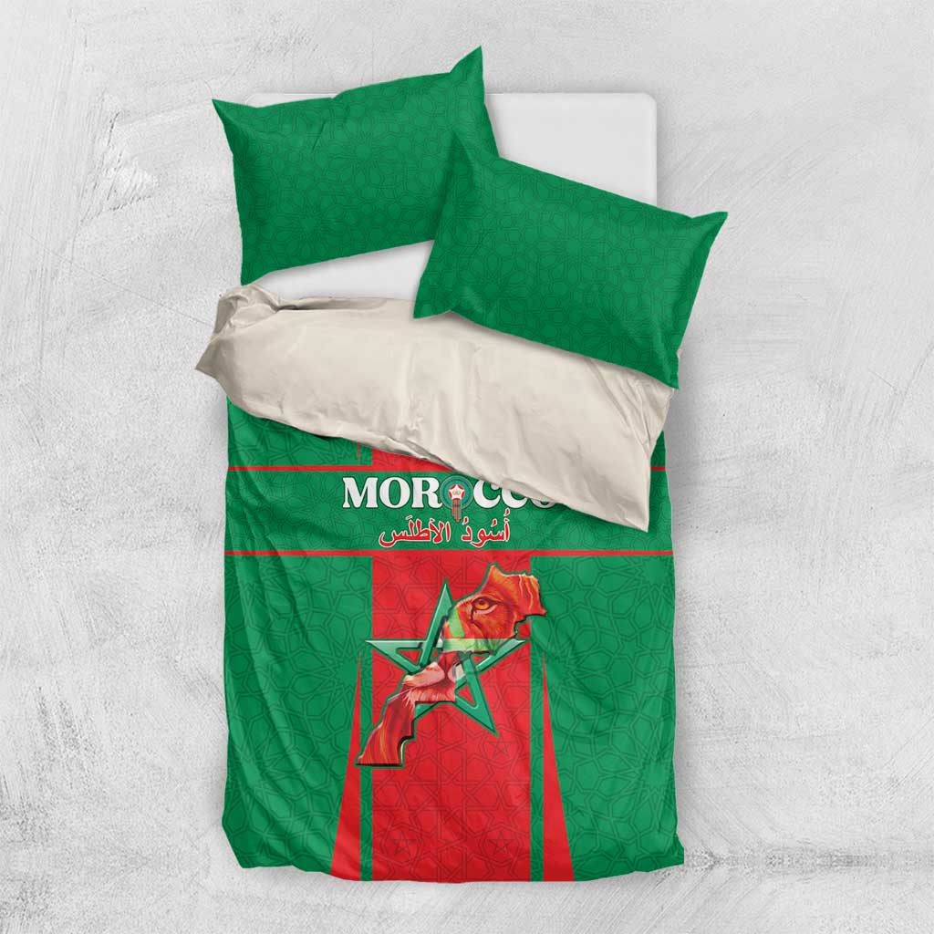 Morocco Football Bedding Set Atlas Lions Champions 2025 - Red - African Pride
