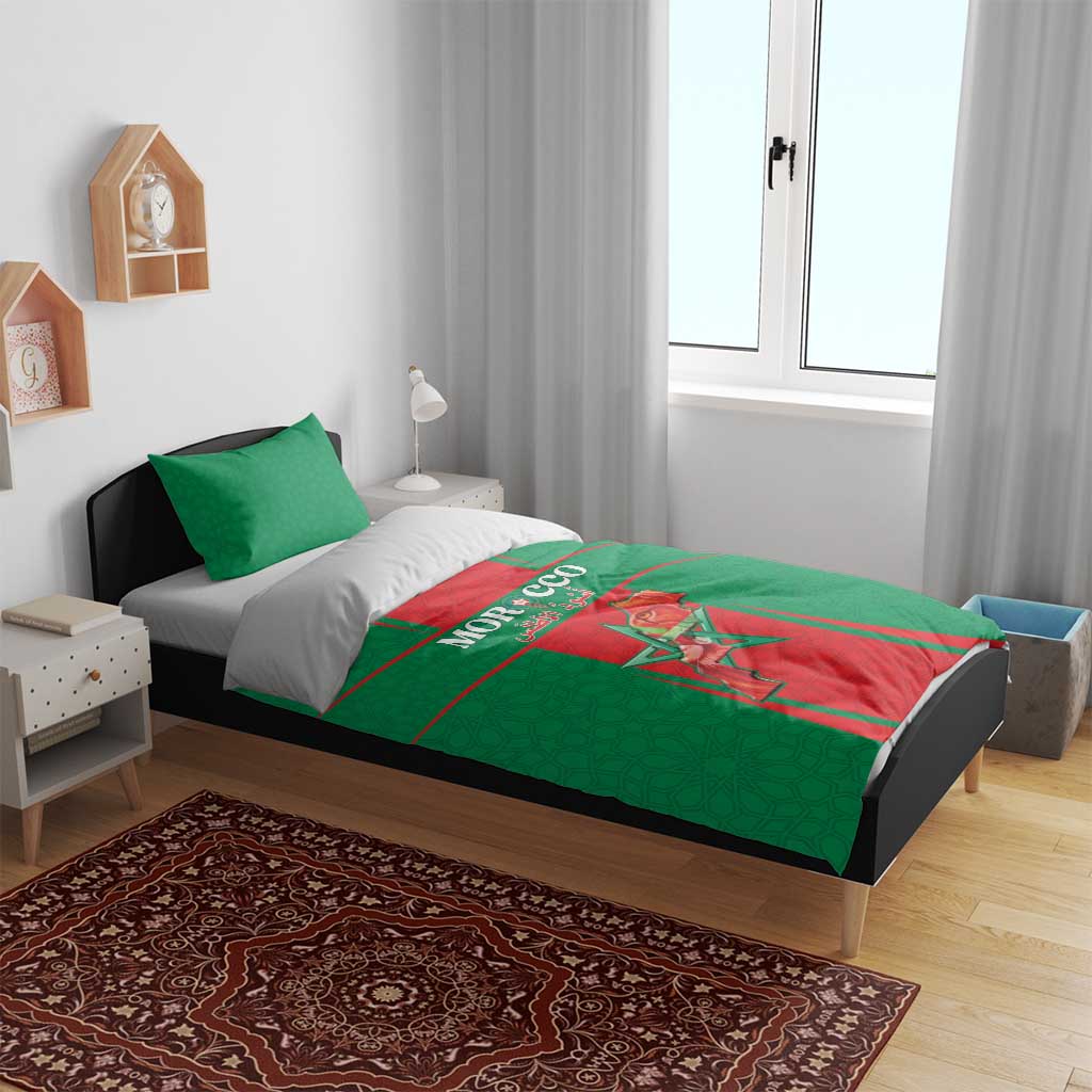 Morocco Football Bedding Set Atlas Lions Champions 2025 - Red - African Pride