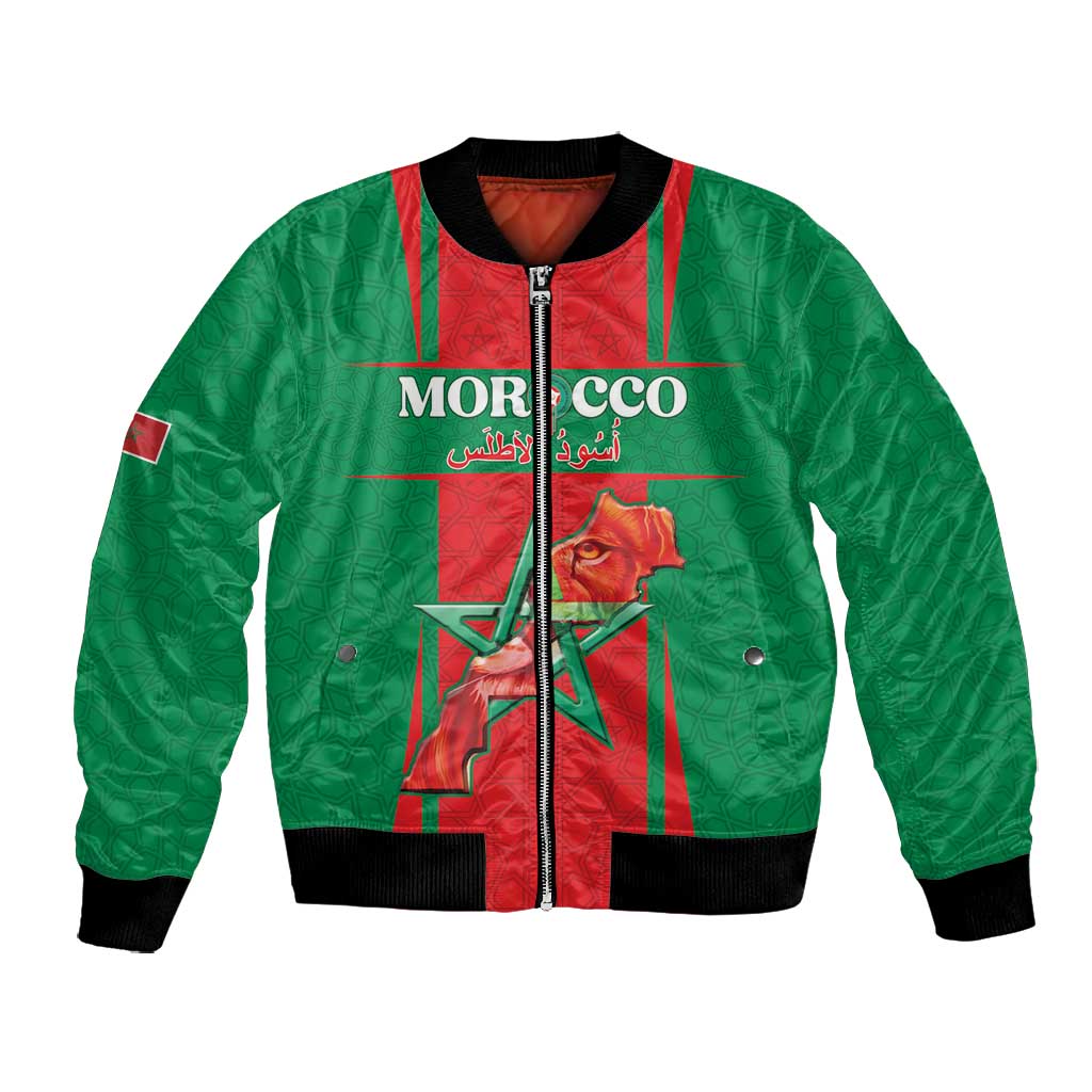 Morocco Football Custom Bomber Jacket Atlas Lions Champions 2025 - Red - African Pride