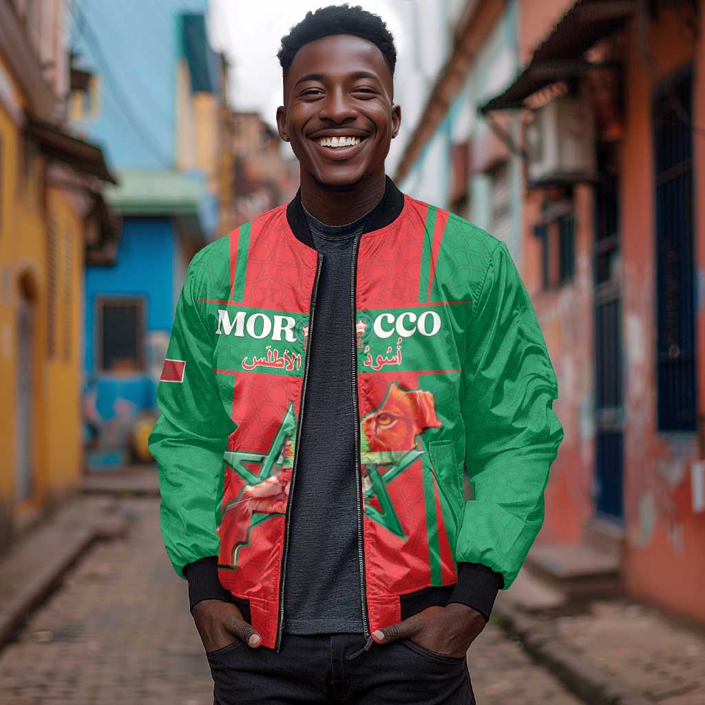 Morocco Football Custom Bomber Jacket Atlas Lions Champions 2025 - Red - African Pride
