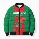 Custom Morocco Football Bomber Puffer Jacket Go Champions Atlas Lions - Red