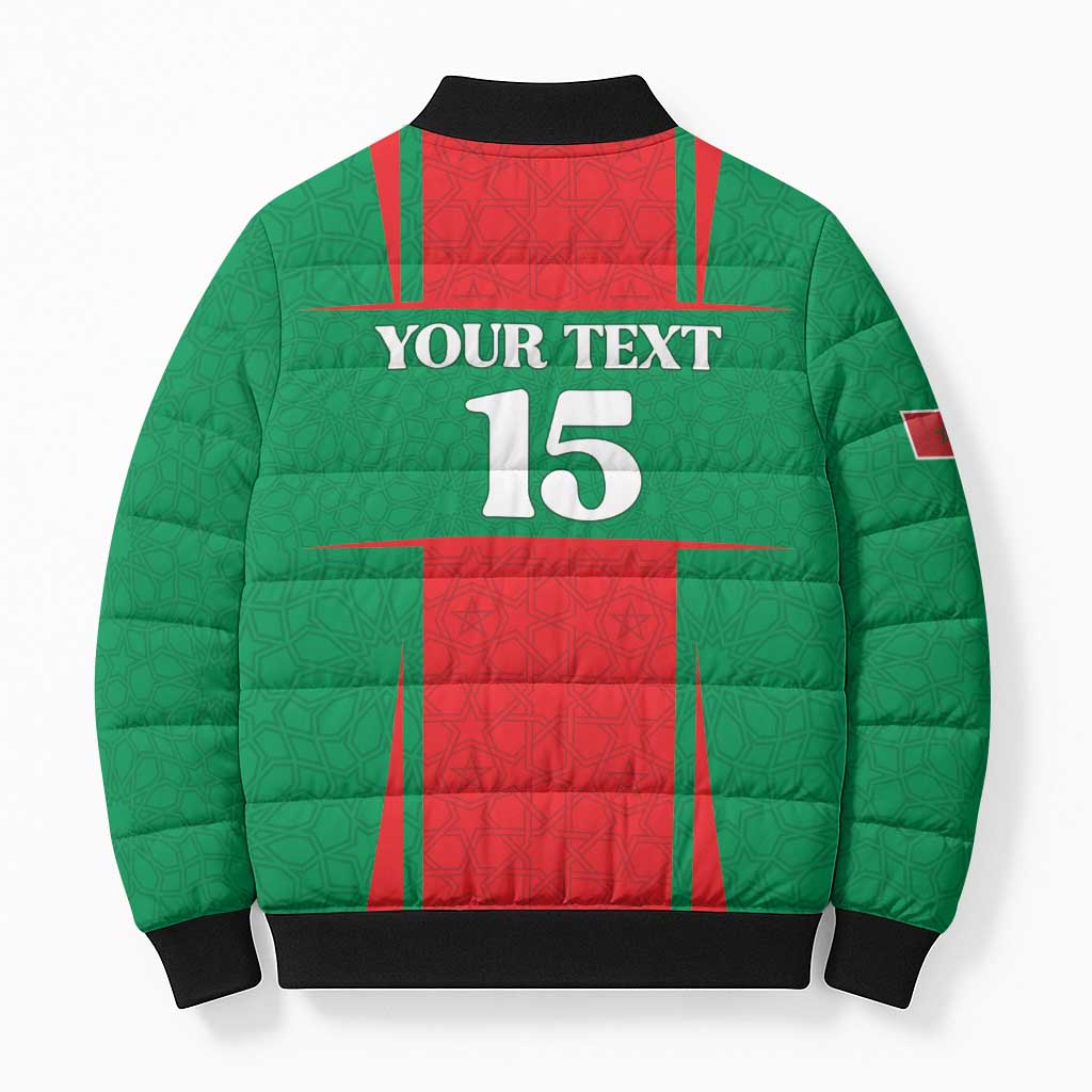 Custom Morocco Football Bomber Puffer Jacket Go Champions Atlas Lions - Red