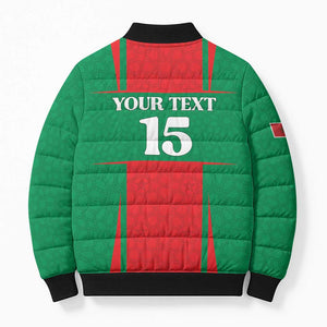 Custom Morocco Football Bomber Puffer Jacket Go Champions Atlas Lions - Red