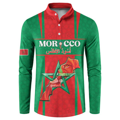 Custom Morocco Football Button Sweatshirt Go Champions Atlas Lions - Red