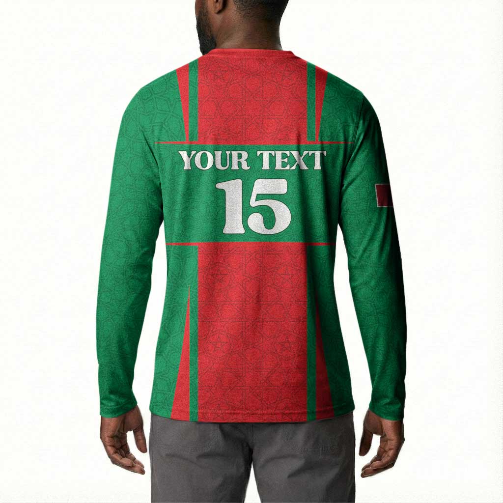 Custom Morocco Football Button Sweatshirt Go Champions Atlas Lions - Red